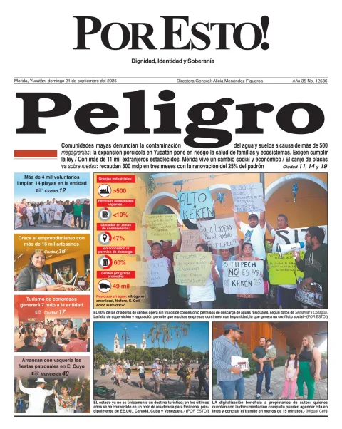 Portada de Por Esto (merida, Yucatan) del domingo, 21 de septiembre de 2025