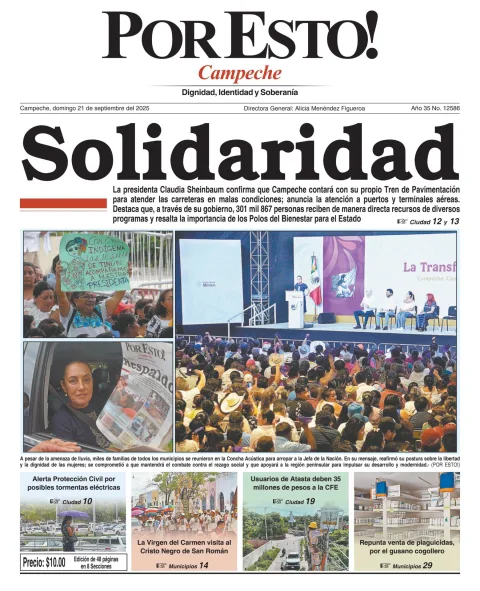 Portada de Por Esto (campeche) del domingo, 21 de septiembre de 2025