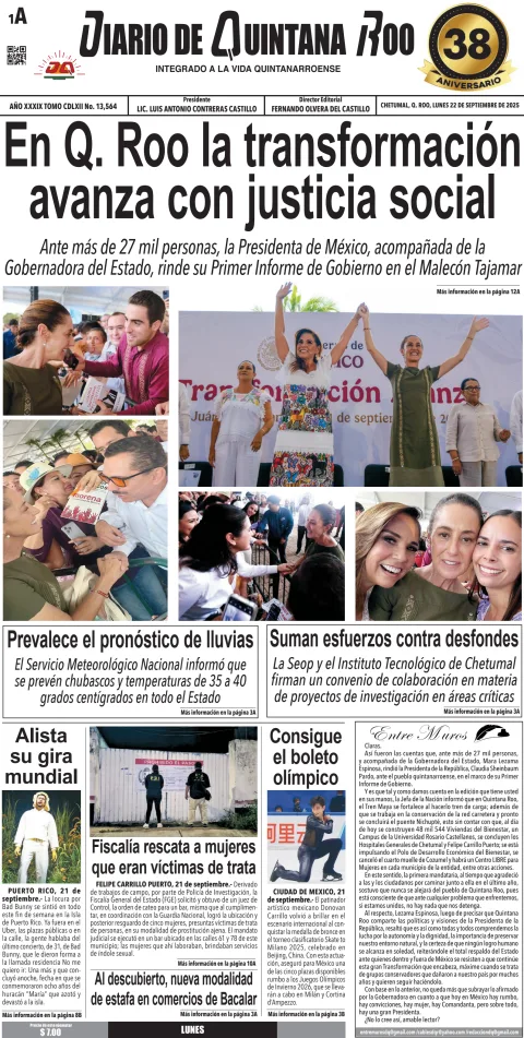 Portada de Diario de Quintana Roo (portada)