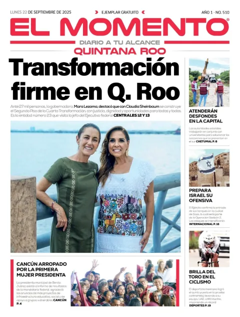 Portada de El Momento Quintana Roo