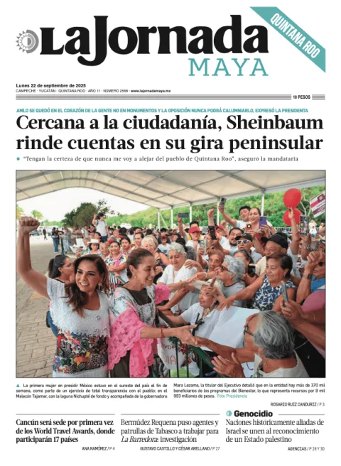 Portada de La Jornada Maya Quintana Roo