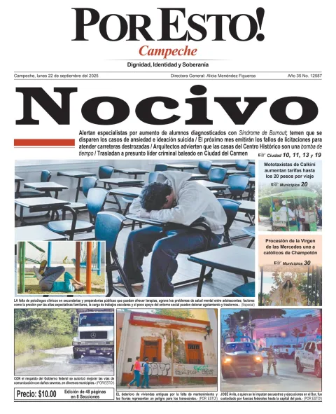 Portada de Por Esto (campeche) del lunes, 22 de septiembre de 2025