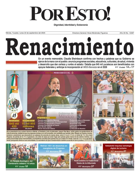 Portada de Por Esto (merida, Yucatan) del lunes, 22 de septiembre de 2025