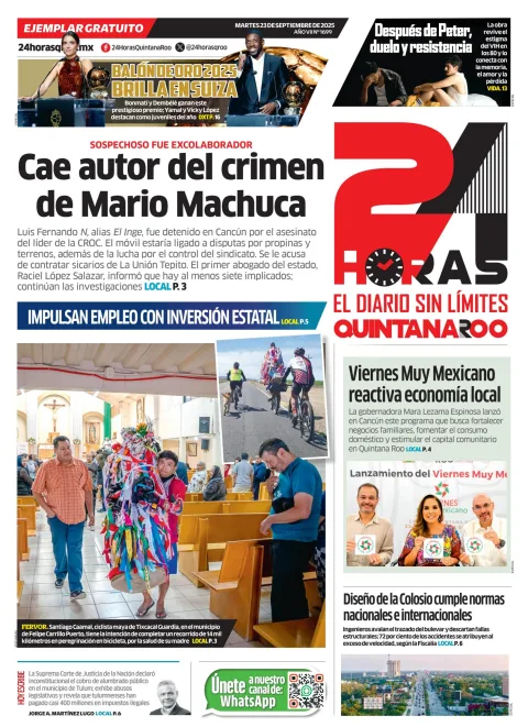 Portada de 24 Horas Quintana Roo