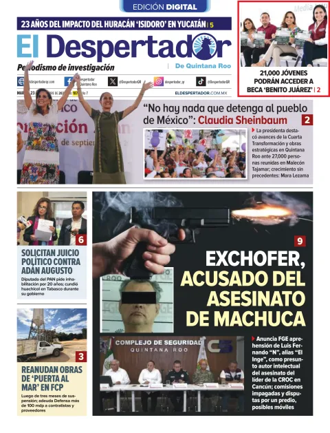 Portada de El Despertador de Quintana Roo del domingo, 23 de marzo de 2025