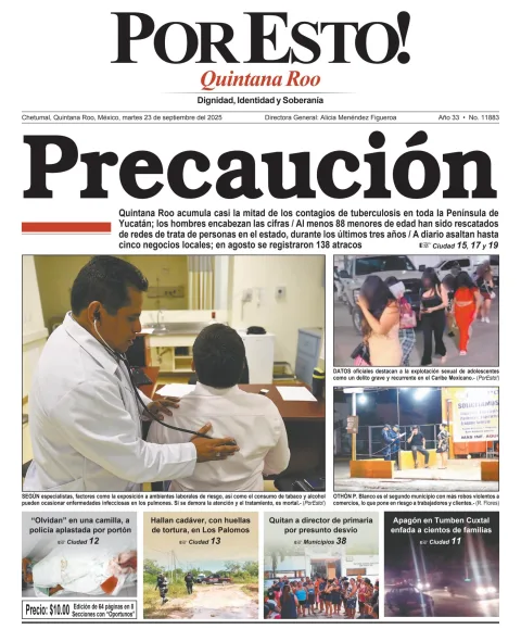 Portada de Por Esto (quintana Roo Chetumal) del martes, 23 de septiembre de 2025