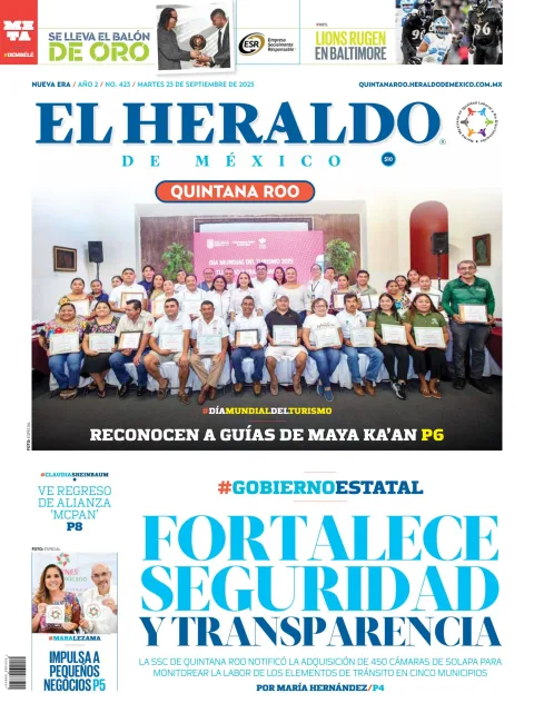 Portada de El Heraldo de Mexico - Quintana Roo del martes, 23 de septiembre de 2025