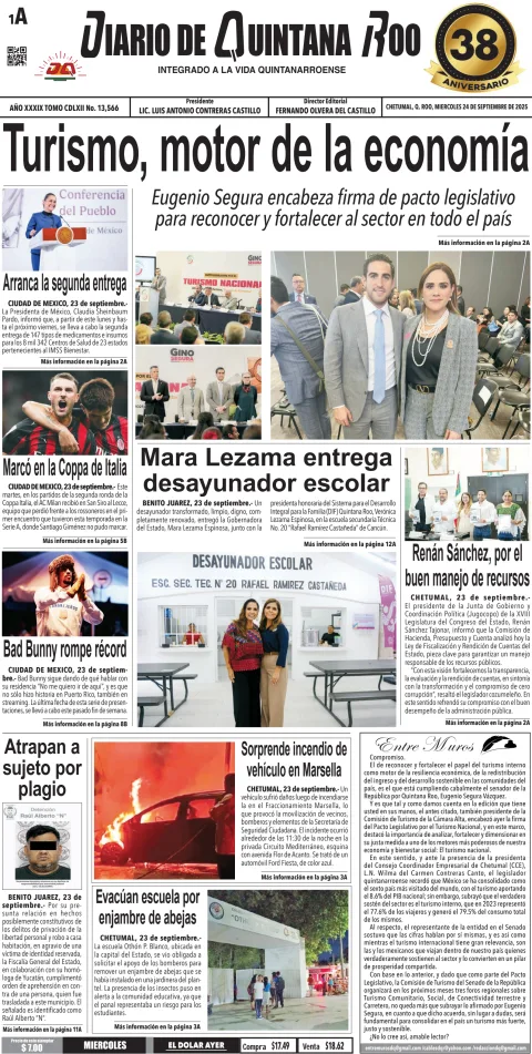 Portada de Diario de Quintana Roo (portada)