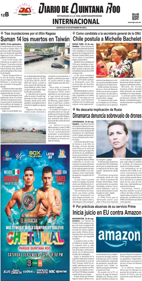 Portada de Diario de Quintana Roo (contra Portada)