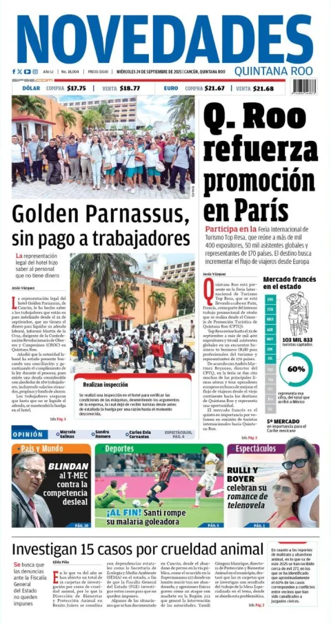 Portada de Novedades Quintana Roo