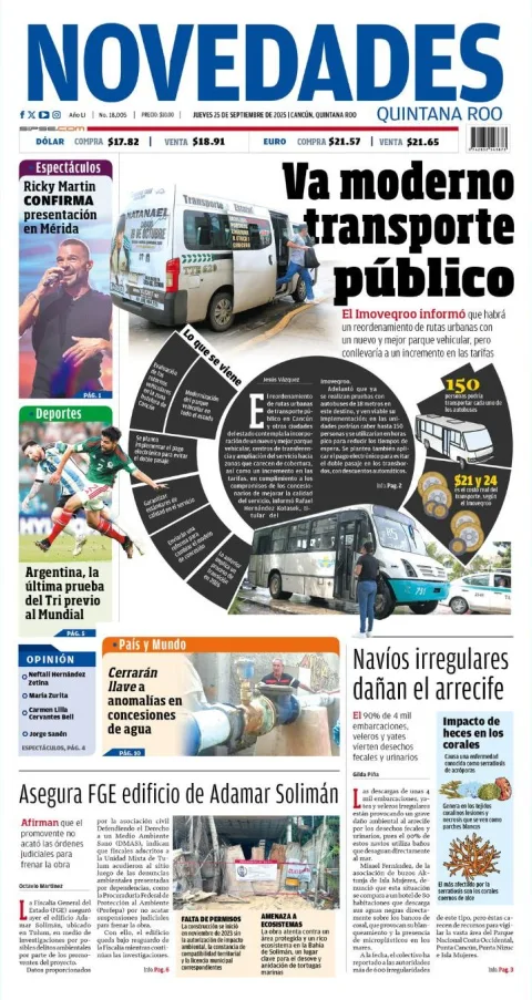 Portada de Novedades Quintana Roo