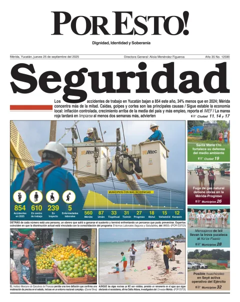 Portada de Por Esto (merida, Yucatan) del jueves, 25 de septiembre de 2025