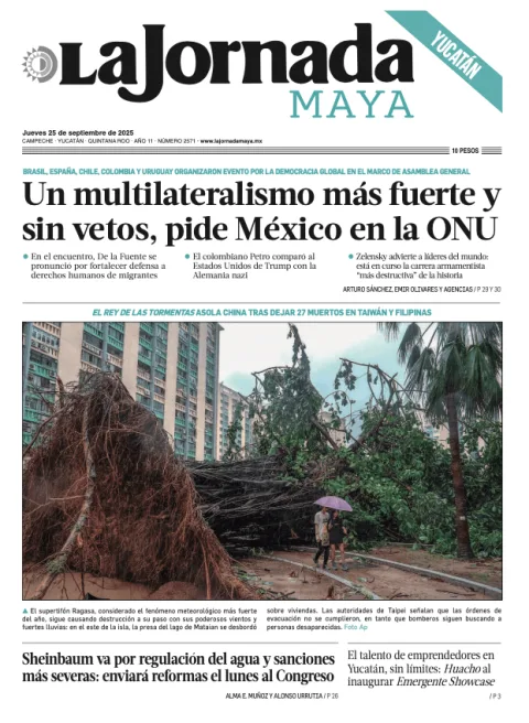 Portada de La Jornada Maya Yucatán del jueves, 25 de septiembre de 2025
