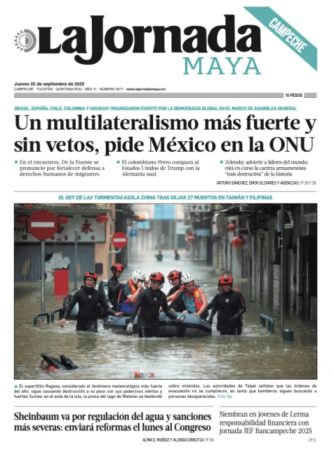 Portada de La Jornada Maya Campeche del jueves, 25 de septiembre de 2025