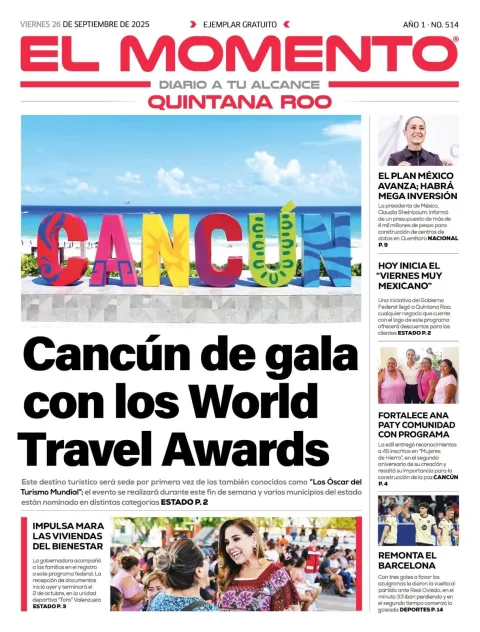 Portada de El Momento Quintana Roo