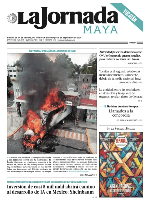 Portada de La Jornada Maya Yucatán del viernes, 26 de septiembre de 2025