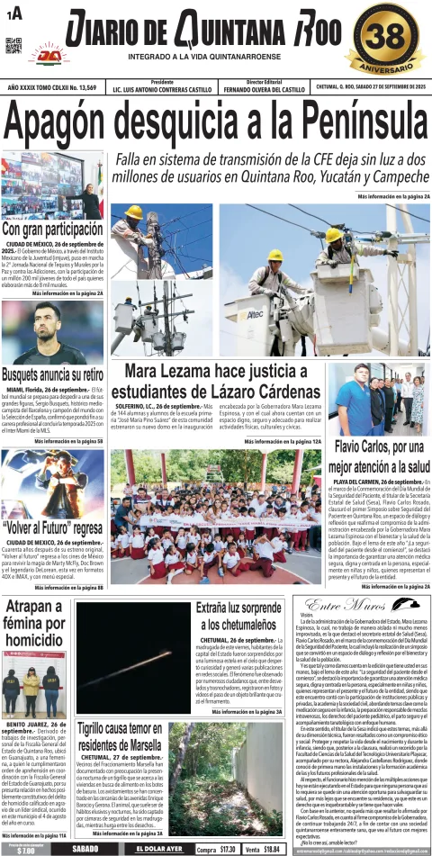 Portada de Diario de Quintana Roo (portada)