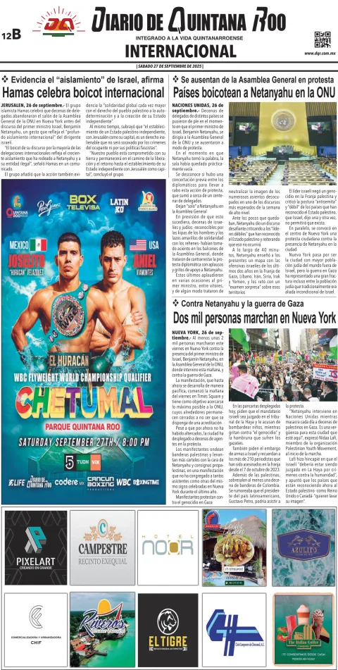 Portada de Diario de Quintana Roo (contra Portada)
