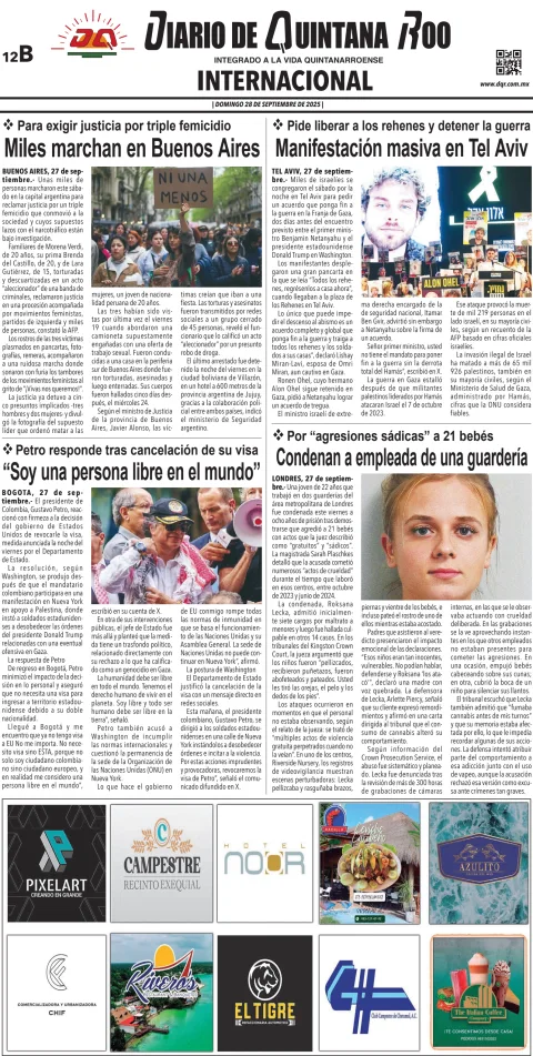 Portada de Diario de Quintana Roo (contra Portada)