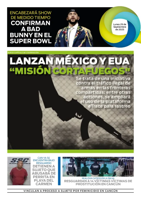 Portada de El Quintana Roo (contraportada) del lunes, 29 de septiembre de 2025