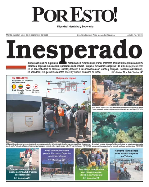 Portada de Por Esto (merida, Yucatan) del lunes, 29 de septiembre de 2025