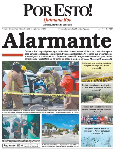 Portada de Por Esto (quintana Roo Cancun) del lunes, 29 de septiembre de 2025