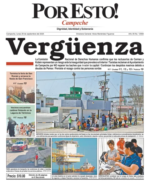 Portada de Por Esto (campeche) del lunes, 29 de septiembre de 2025