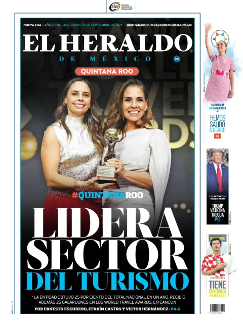 Portada de El Heraldo de Mexico - Quintana Roo del lunes, 29 de septiembre de 2025