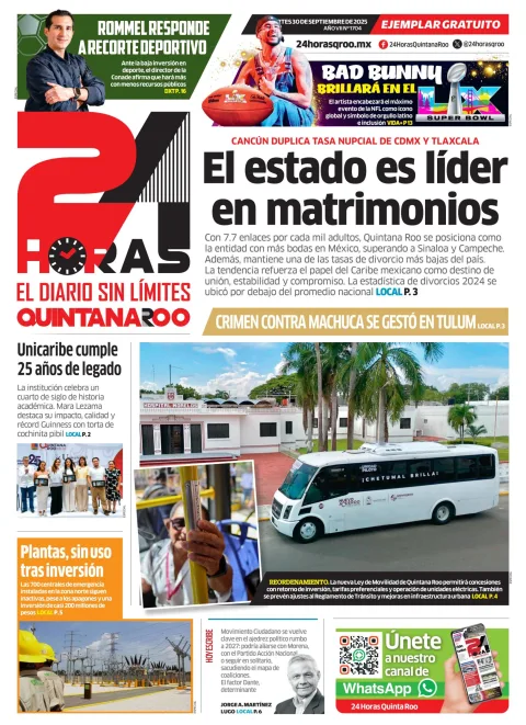 Portada de 24 Horas Quintana Roo