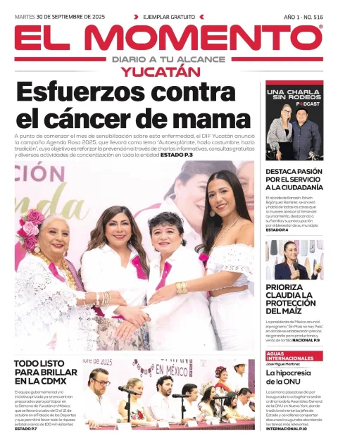 Portada de El Momento Yucatan del martes, 30 de septiembre de 2025