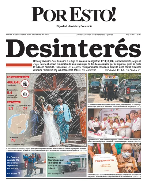 Portada de Por Esto (merida, Yucatan) del martes, 30 de septiembre de 2025