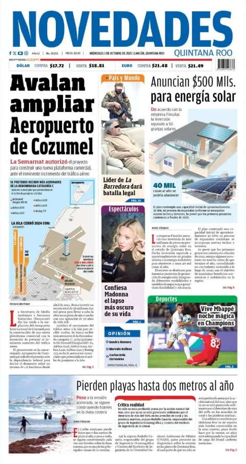 Portada de Novedades Quintana Roo