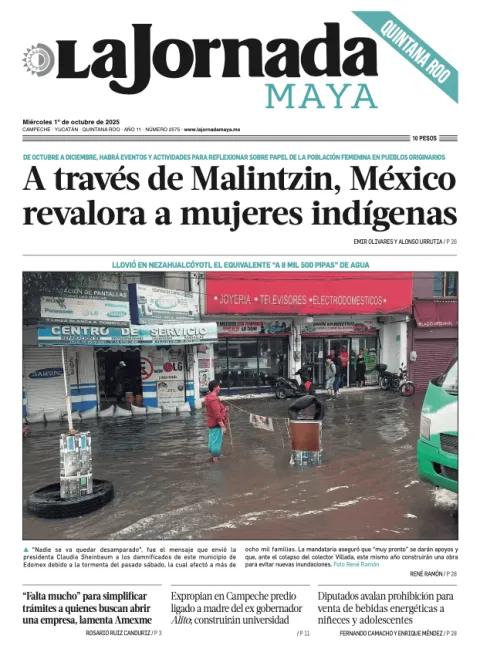 Portada de La Jornada Maya Quintana Roo del miércoles, 1 de octubre de 2025