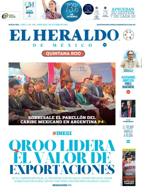 Portada de El Heraldo de Mexico - Quintana Roo del miércoles, 1 de octubre de 2025