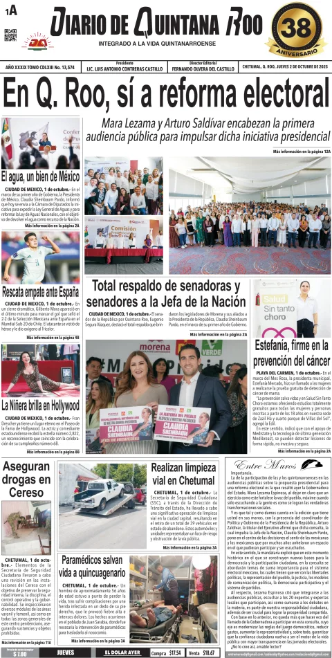 Portada de Diario de Quintana Roo (portada)