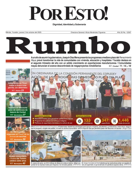 Portada de Por Esto (merida, Yucatan) del jueves, 2 de octubre de 2025