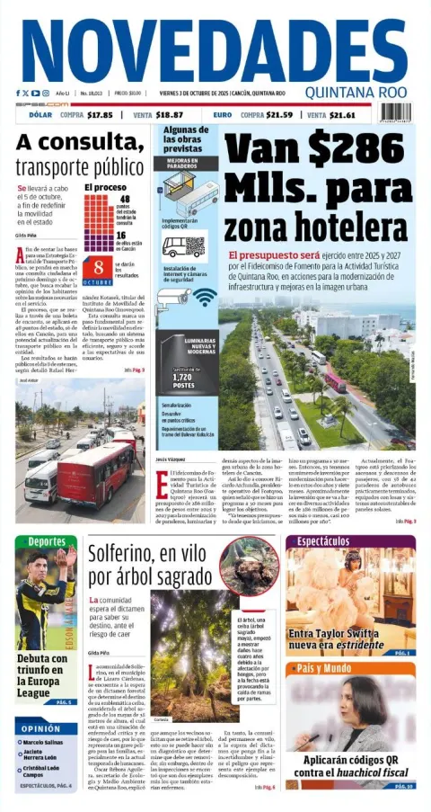 Portada de Novedades Quintana Roo