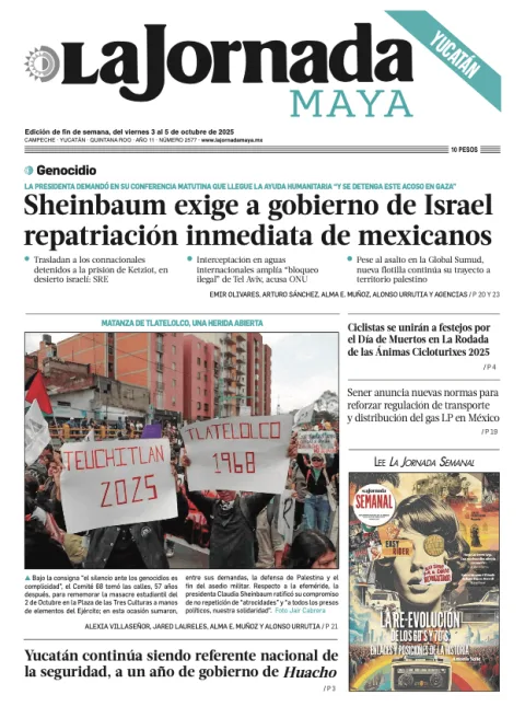 Portada de La Jornada Maya Yucatán del viernes, 3 de octubre de 2025
