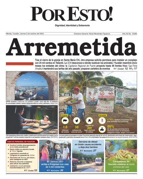 Portada de Por Esto (merida, Yucatan) del viernes, 3 de octubre de 2025