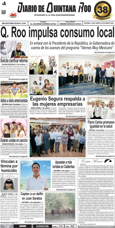 Portada de Diario de Quintana Roo (portada)