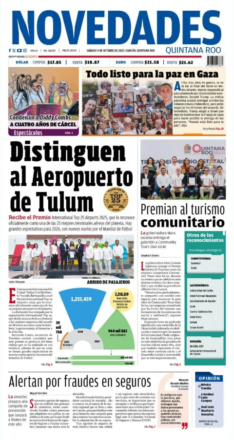 Portada de Novedades Quintana Roo