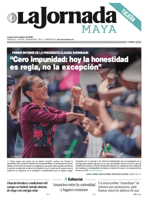 Portada de La Jornada Maya Yucatán del lunes, 6 de octubre de 2025