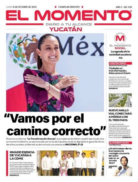 Portada de El Momento Yucatan del lunes, 6 de octubre de 2025