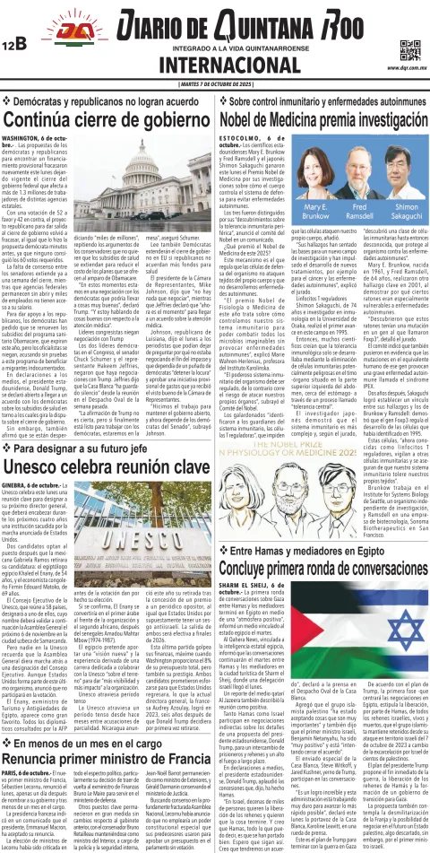Portada de Diario de Quintana Roo (contra Portada)