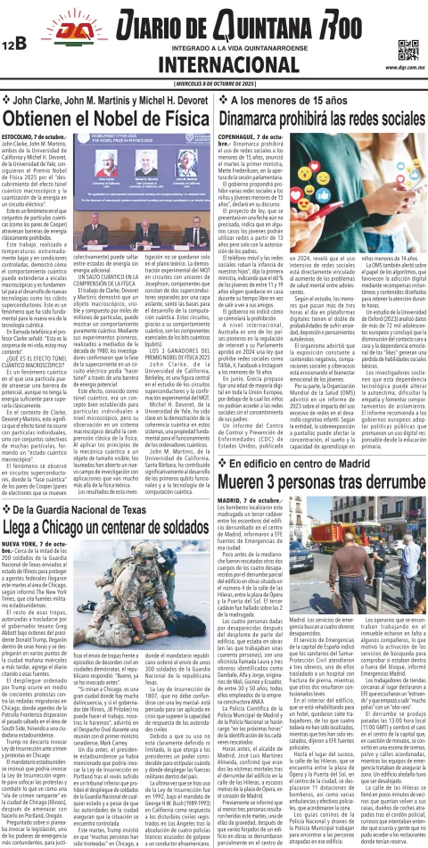 Portada de Diario de Quintana Roo (contra Portada)