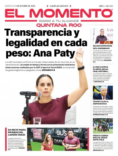 Portada de El Momento Quintana Roo
