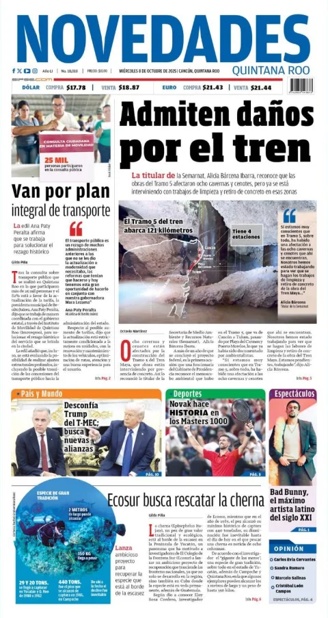 Portada de Novedades Quintana Roo