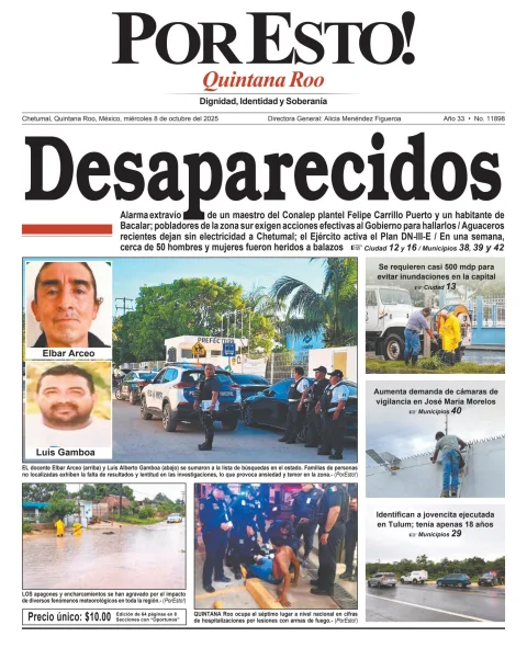 Portada de Por Esto (quintana Roo Chetumal) del miércoles, 8 de octubre de 2025