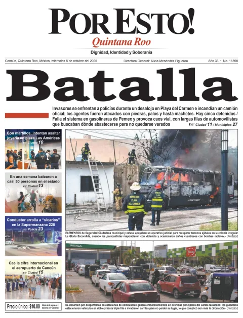 Portada de Por Esto (quintana Roo Cancun) del miércoles, 8 de octubre de 2025