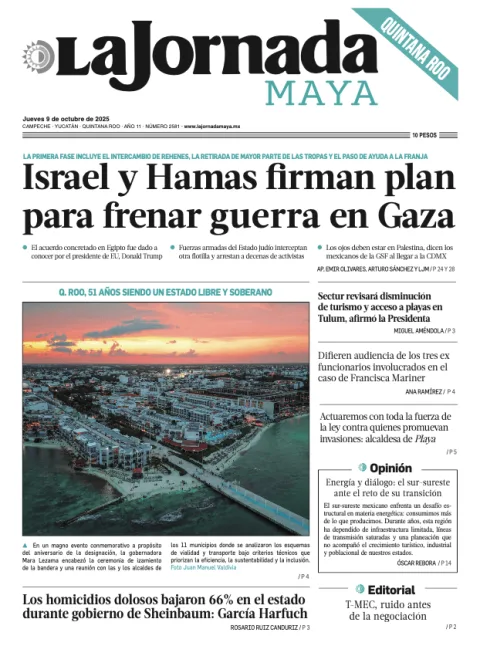 Portada de La Jornada Maya Quintana Roo